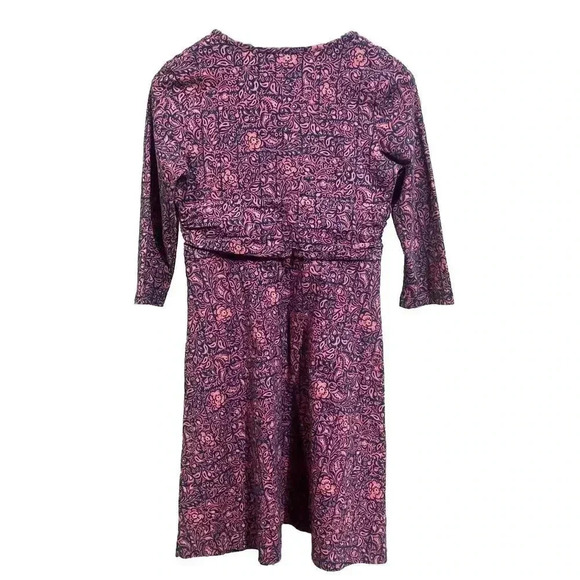 Patagonia Margot Dress Organic Cotton Blend Orange Green 3/4 Sleeve Size Small - Picture 4 of 10